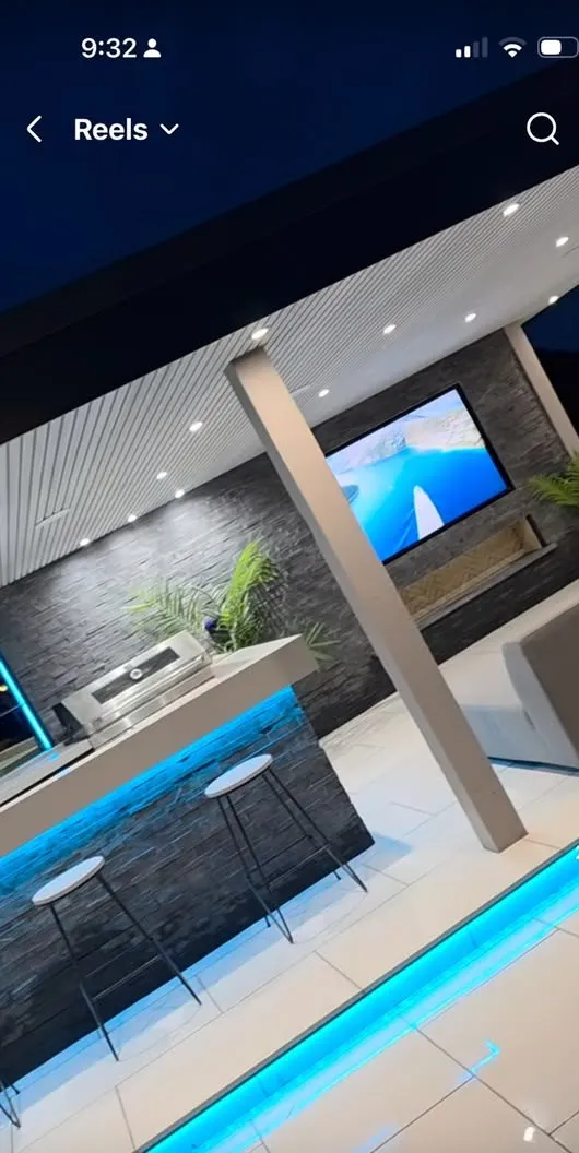 Finished modern interior with feature lighting and tiled surfaces