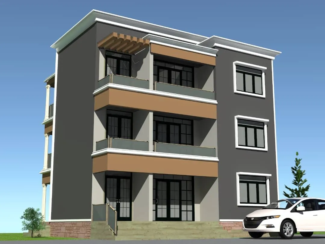 Front architectural visual for a residential building project