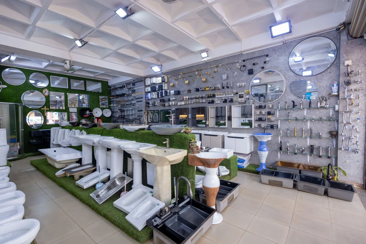 Wide view of the Sema Ceramics showroom in Kampala